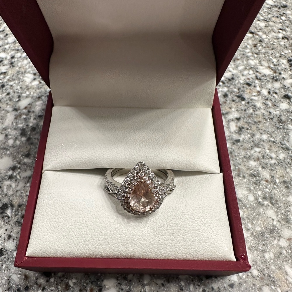 Shades of Love Morganite & 1/2 ct. tw. diamond ring in 14k rose & white gold